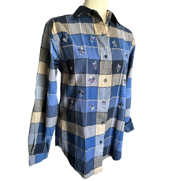 Vintage Bobbie Brooks Cotton Plaid Embroidered Shirt Size S - Picture 2 of 11